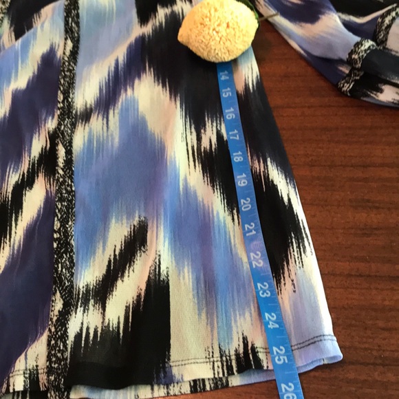 Alfani Blue Tie Dye Split Neck Pullover Blouse 2X - Picture 6 of 8